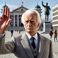 Hinton_warning_in_Skanderbeg_Square